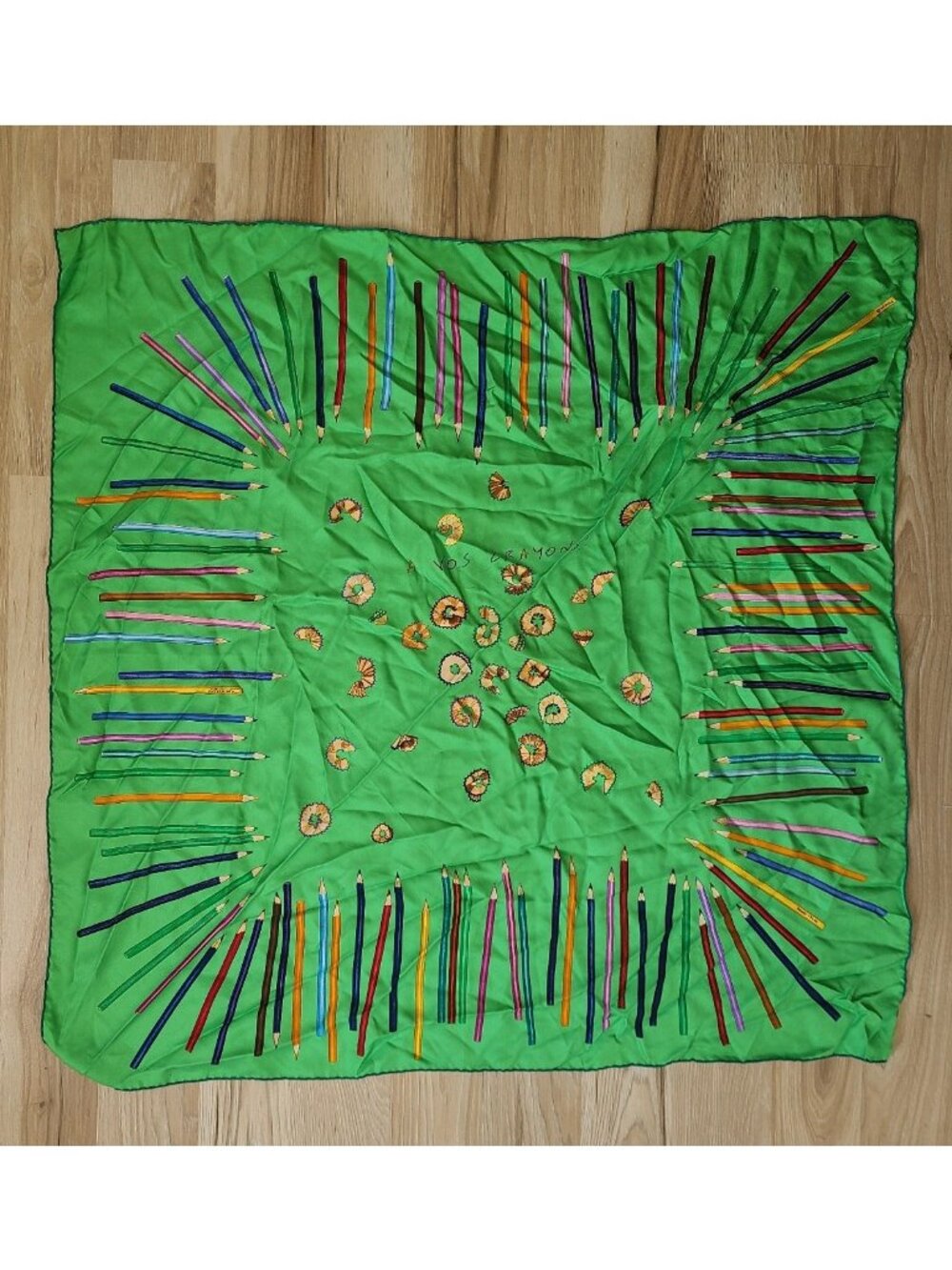 Hermes Silk Scarf A Vos Crayons Green Square 34 inch